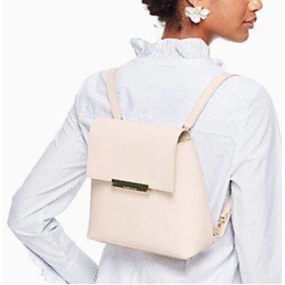 Kate Spade New York Heritage Leather Maddie Backpack Make it Mine Tusk Pale Pink